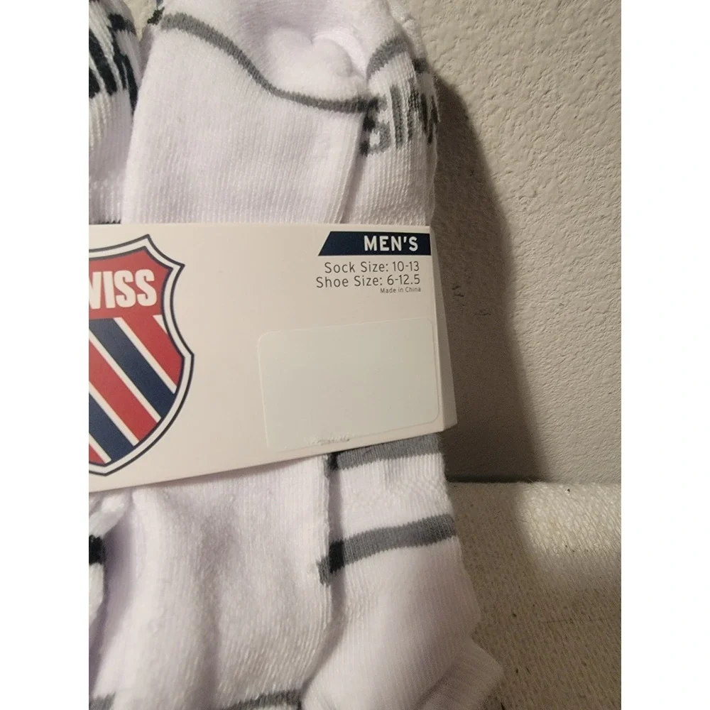 K-Swiss Men's Athletic Low-Cut Socks 6 Pairs, White, Men's‎ Shoe Size 6-12.5 NEW